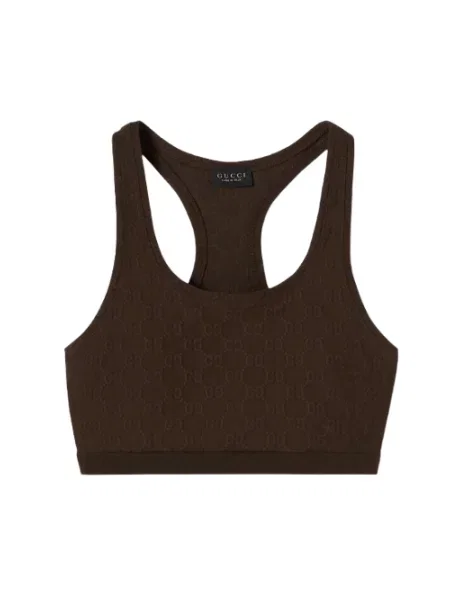Top Gucci z dżerseju brązowy