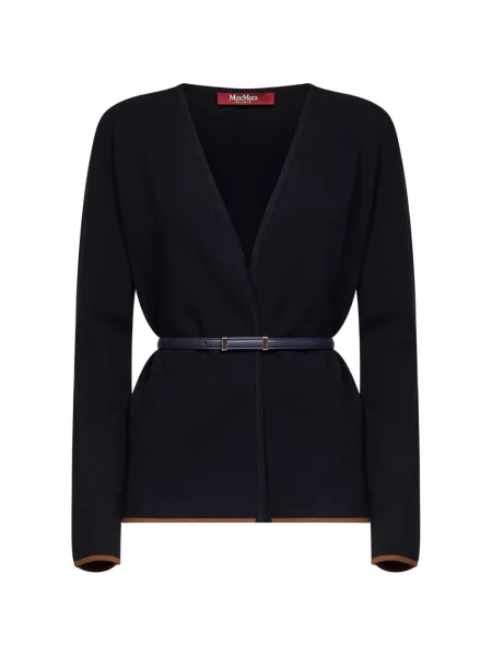 Opásaný kardigan Max Mara s výstřihem do v modrý