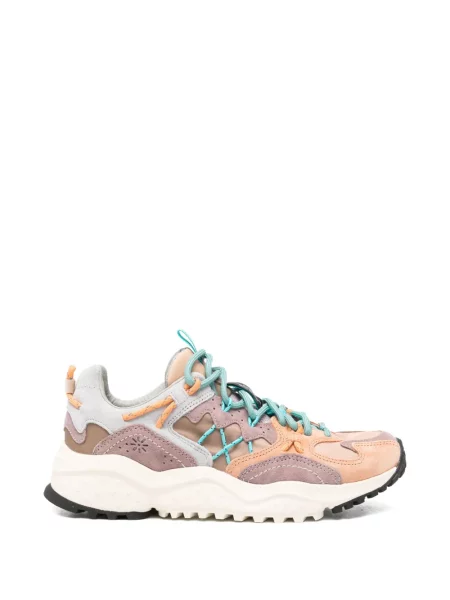 Sneakerși Flower Mountain cu șireturi cu model floral din dantelă maro