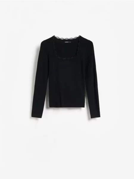 Reserved Tricou cu mânecă lungă cu conținut ridicat de negru