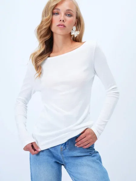 Trend Alaçatı Stili Tricou alb