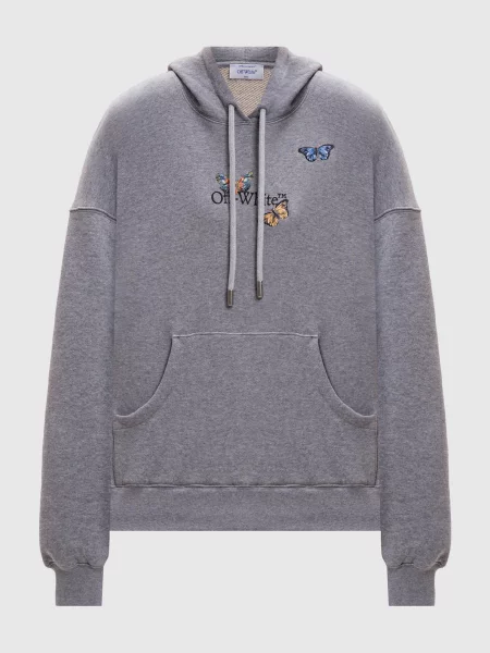 Меланжеве худі з вишивкою Off-white сіре