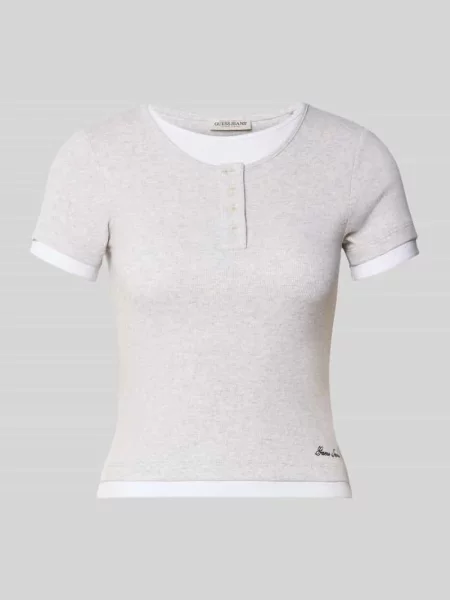 T-shirt o kroju slim fit z wyhaftowanym logo Guess Jeans