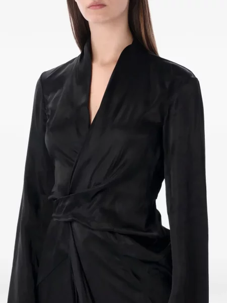 Rochie maxi Rick Owens cu decolteu în V de costum negru