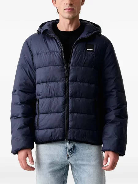 Geacă de blugi Karl Lagerfeld Jeans cu glugă albastru