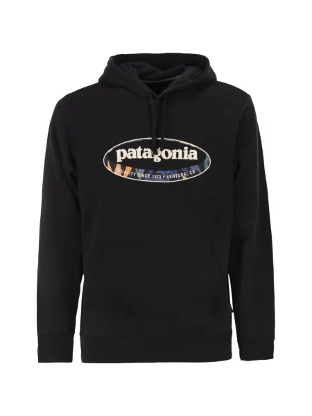 Hanorac cu glugă Patagonia cu imagine negru