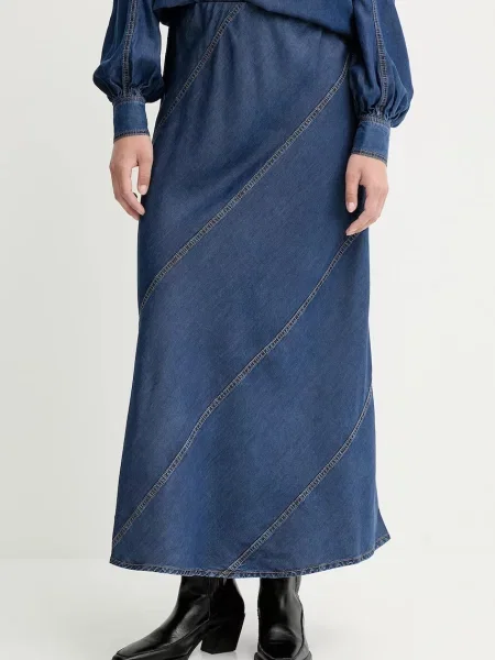 MUNTHE fustă jeans PARSON maxi evazati albastru