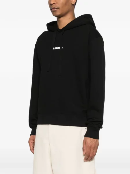 Hanorac cu glugă Jil Sander cu imagine negru