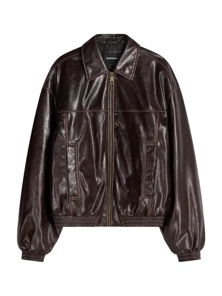 Bershka Přechodná bunda hnědá