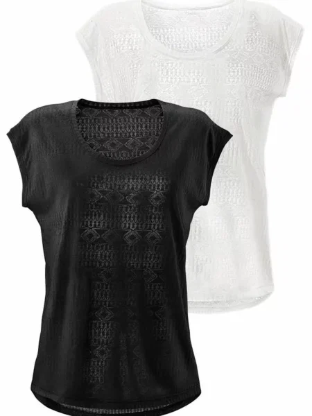 LASCANA Tricou negru alb