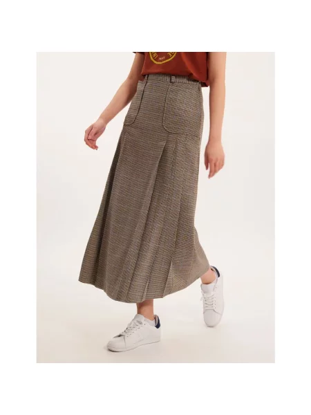 Spódnica Ines De La Fressange Paris wełniana w pepitkę szara