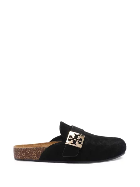 Велурени мюли Tory Burch с автограф черно