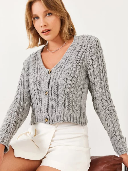 Bianco Lucci Geacă tricotată deschis gri