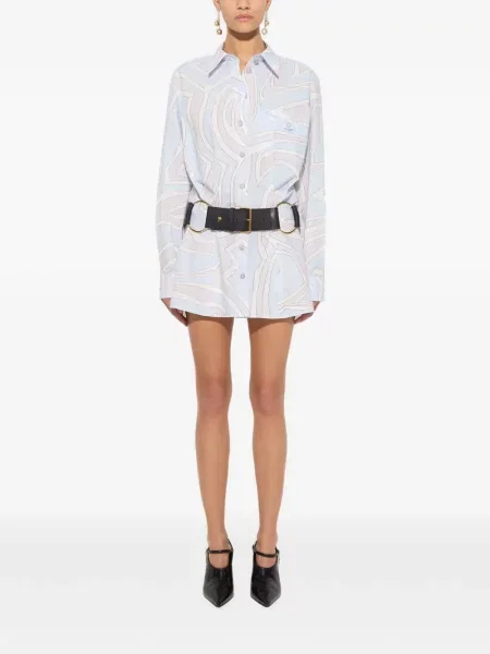 Rochie tip cămașă Pucci cu imagine albastru