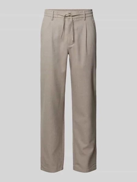 Spodnie materiałowe o kroju slim fit z dodatkiem Lindbergh beżowe
