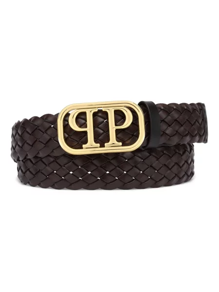 Pasek Philipp Plein skórzany z paskiem brązowy
