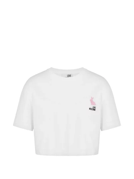 Tricou Love Moschino din jerseu alb