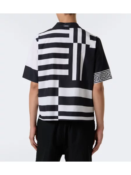 Cămașă Versace de mătase cu imagine negru