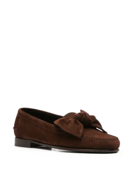 Pantofi loafer Hereu cu funde din piele de căprioară maro