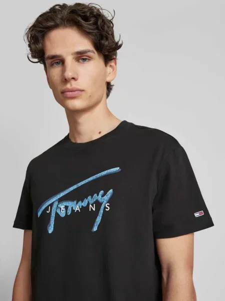 T-shirt z nadrukiem z logo czarna