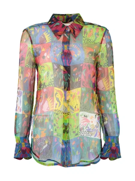 Cămașă Chloé cu imagine transparente verde