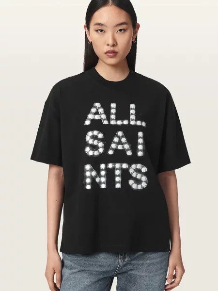 AllSaints tricou basic pentru femei din NEON ETTA TEE negru