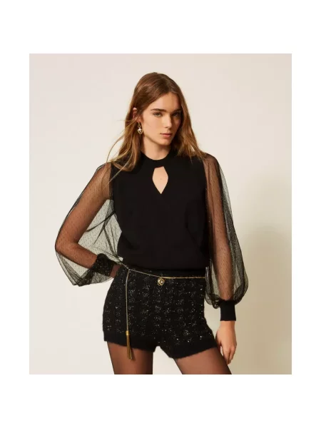 Sweter Twinset wełniany czarny