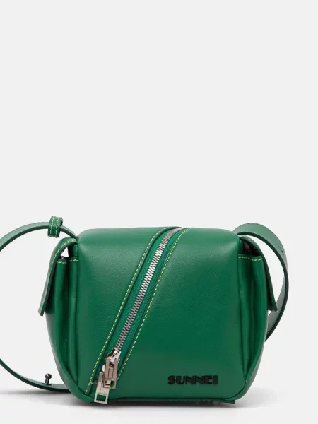 Кожена чанта Sunnei зелено