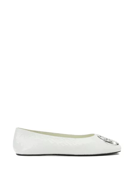 Balerini Tory Burch din piele cu autograf alb