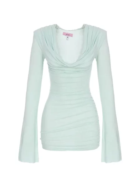 Rochie mini Manuri cu volane din dantelă verde