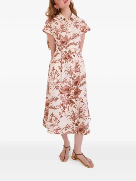 Rochie midi Cara Cara cu model floral cu imagine alb
