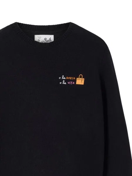 Top Mc2 Saint Barth cu broderie de lână negru