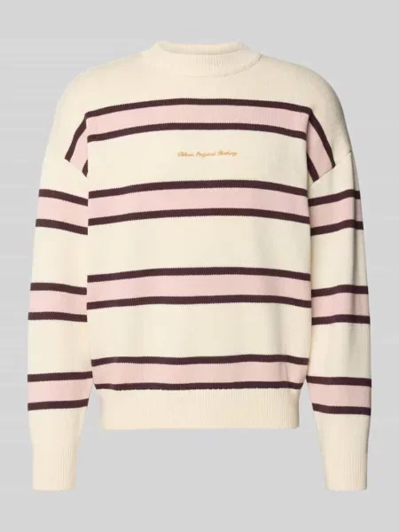 Sweter z dzianiny z prążkowanymi wykończeniami Blkvis biały