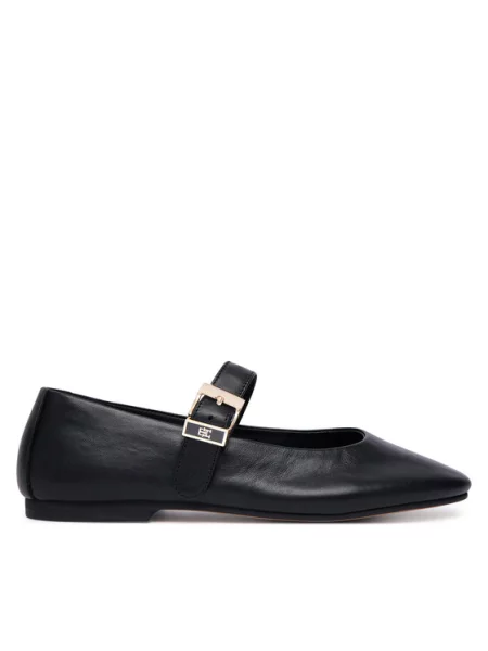 Tommy Hilfiger Baleriny Buckle Leather Ballerina czarny