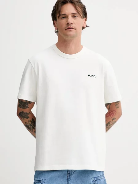 Koszulka A.p.c. z okrągłym dekoltem biała
