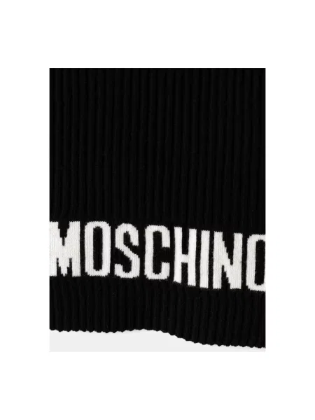 Szal Moschino wełniana z logo czarna