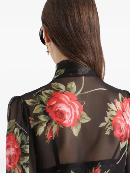 Bluză Dolce & Gabbana cu model floral negru