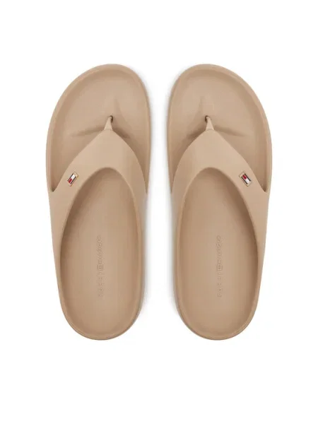 Джапанки Tommy Hilfiger TH COMFORT BEACH SANDAL с равна подметка бежово