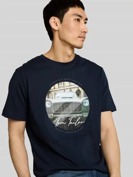 T-shirt o kroju regular fit z czystej bawełny Tom Tailor