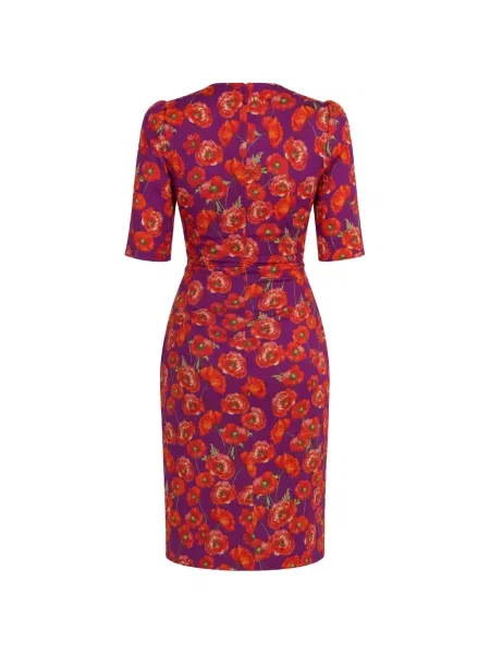 Rochie midi Dolce & Gabbana de mătase cu imagine violet