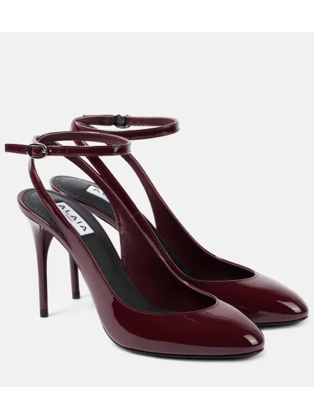 Pantofi cu toc Alaïa din piele de lac bordo