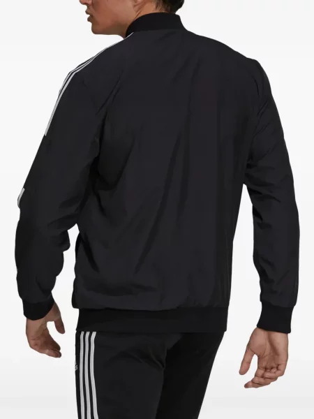 Tricou polo Adidas cu dungi alergare cu autograf negru