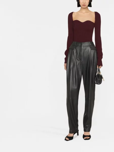 Pantaloni Alberta Ferretti din piele gri