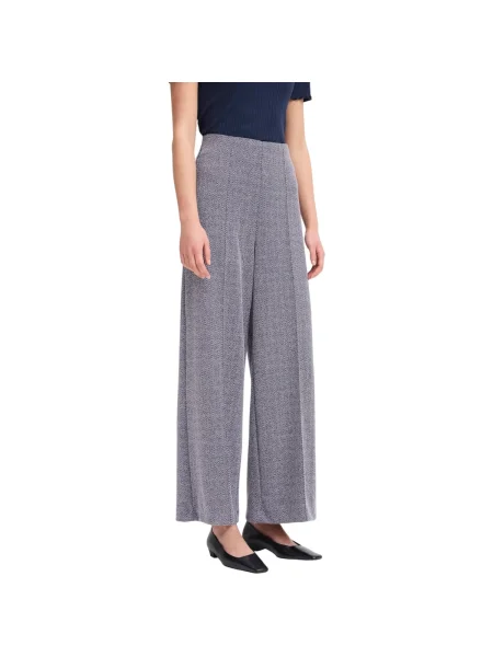 Pantaloni Ichi din jacard albastru