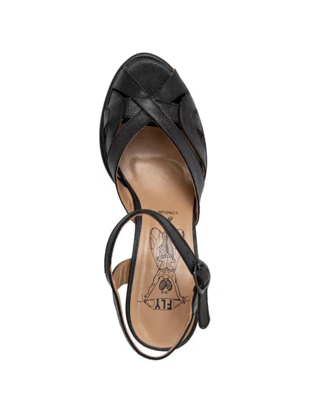 Pantofi cu toc Fly London cu bretele negru