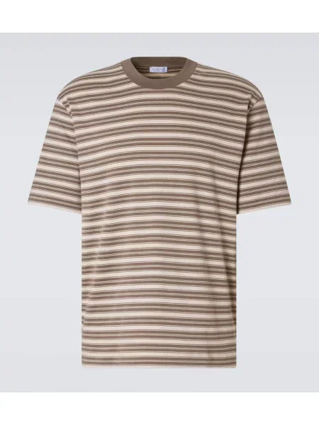 Csíkos jersey póló Sunspel barna