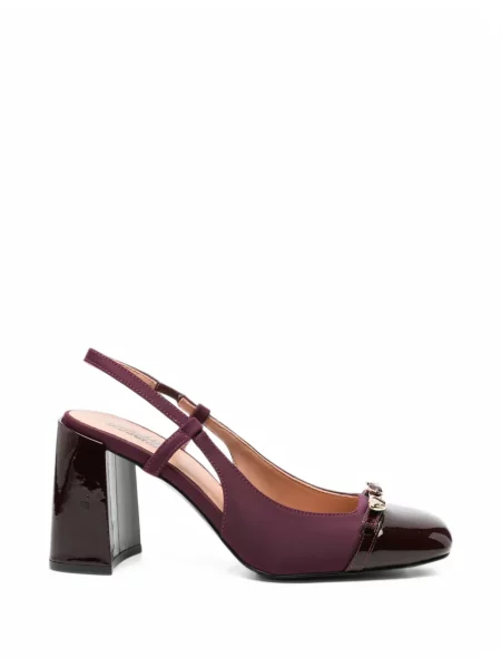 Pantofi cu toc Love Moschino slingback cu autograf violet