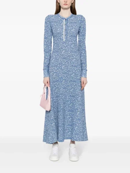 Długie spodnie Polo Ralph Lauren z dżerseju zwężane niebieskie