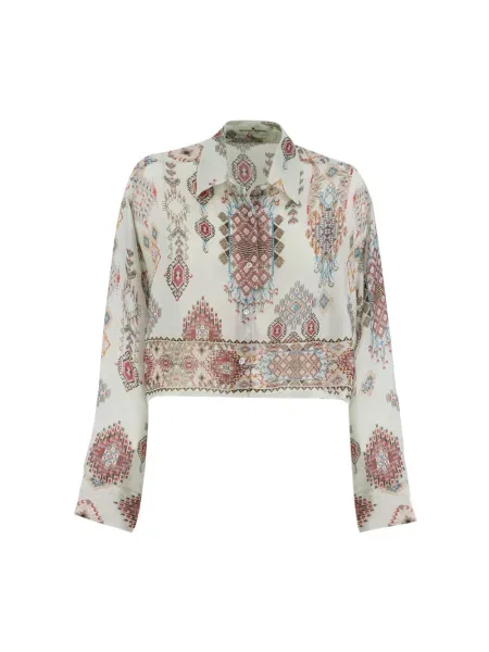 Koszula Ermanno Scervino z długim rękawem w geometryczne wzory beżowa