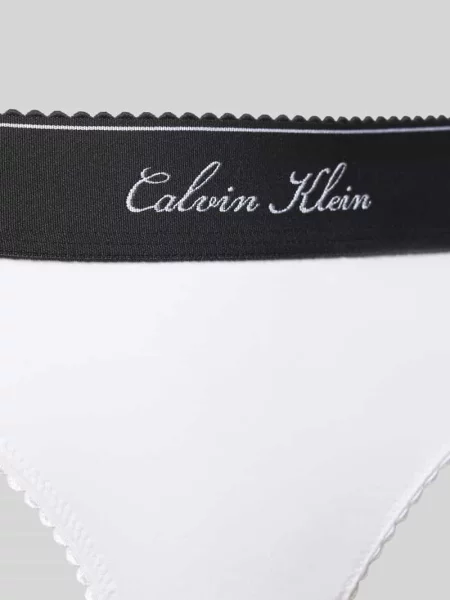 Stringi z mieszanki bawełny z dodatkiem modalu model SCRIPT Thong' Calvin Klein Underwear białe